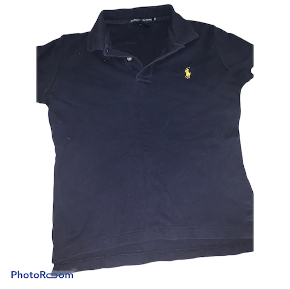 Polo navy blue collared shirt w/ yellow horse